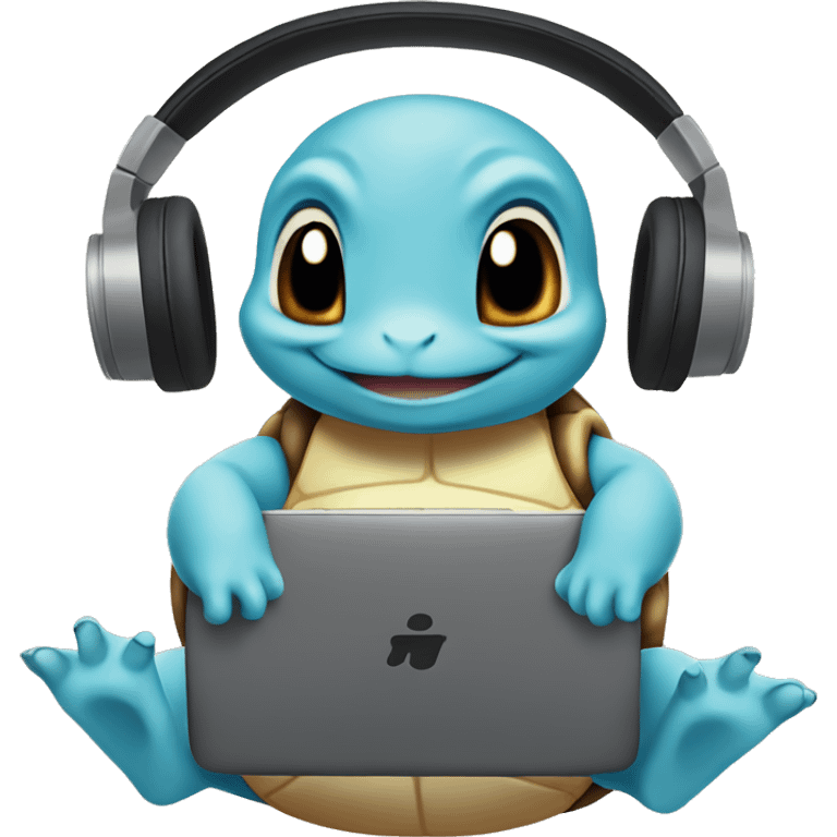 Squirtle listening to music emoji