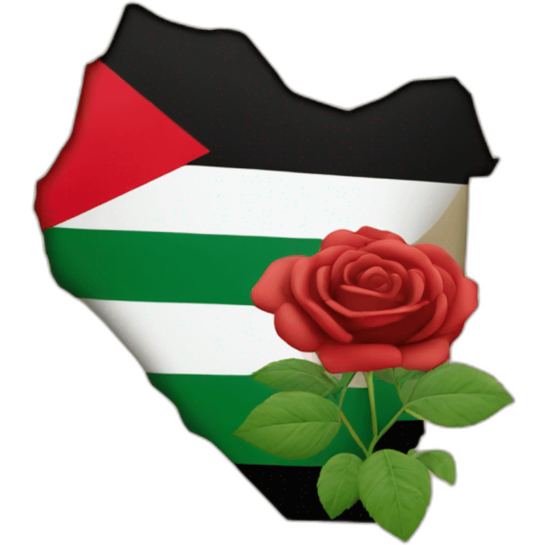 Palestine flag on map with roses emoji