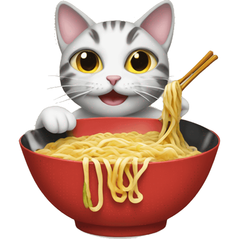 cat eating ramen emoji