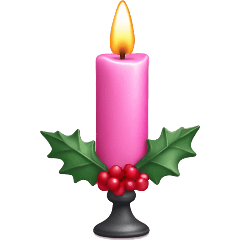 pink christmas candle with berries emoji