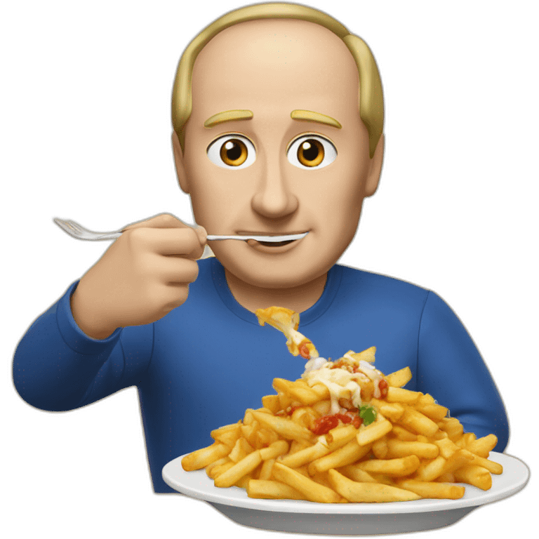 Vladimir Poutine qui mange une poutine emoji