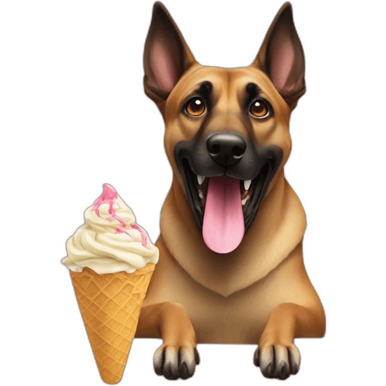 Malinois dog sucking ice cream emoji