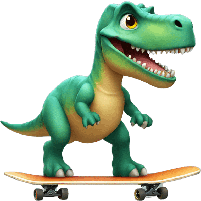 dinosaur riding a skateboard emoji