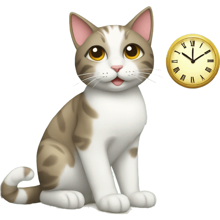 cat with palm tree and clock emoji