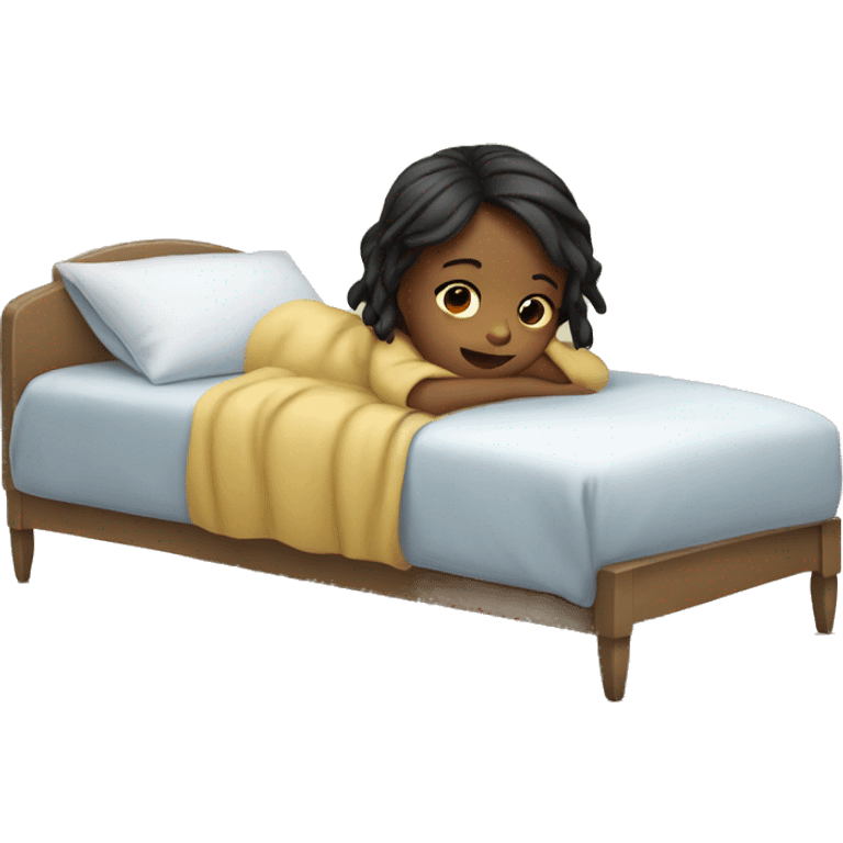 a little girl in a bed sick emoji