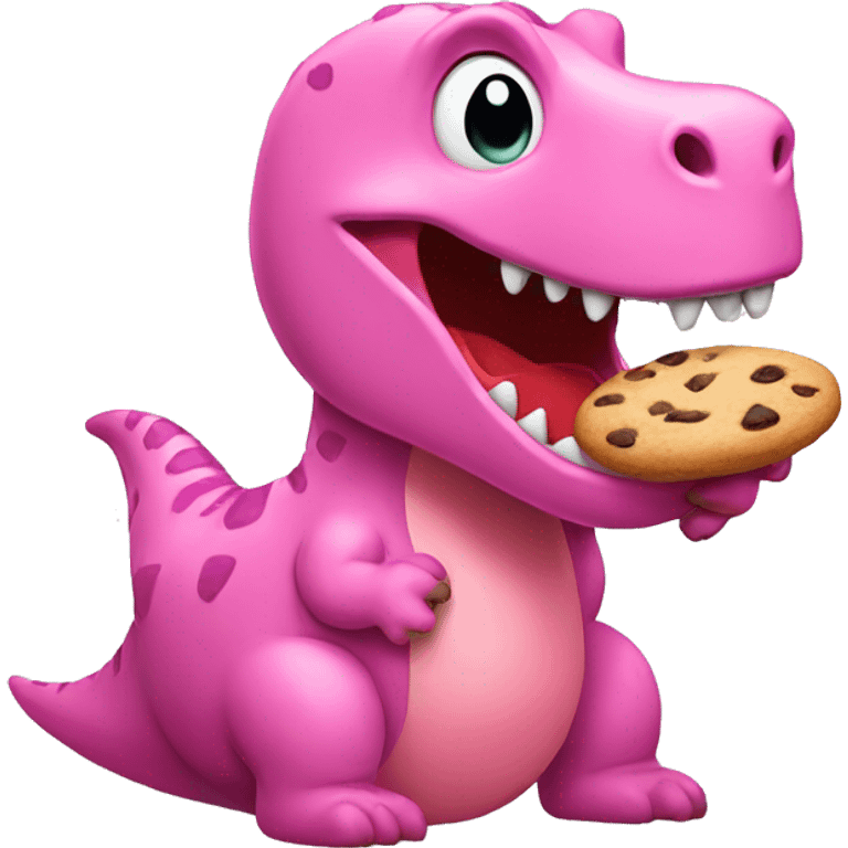 pink dinosaur eating cookie emoji