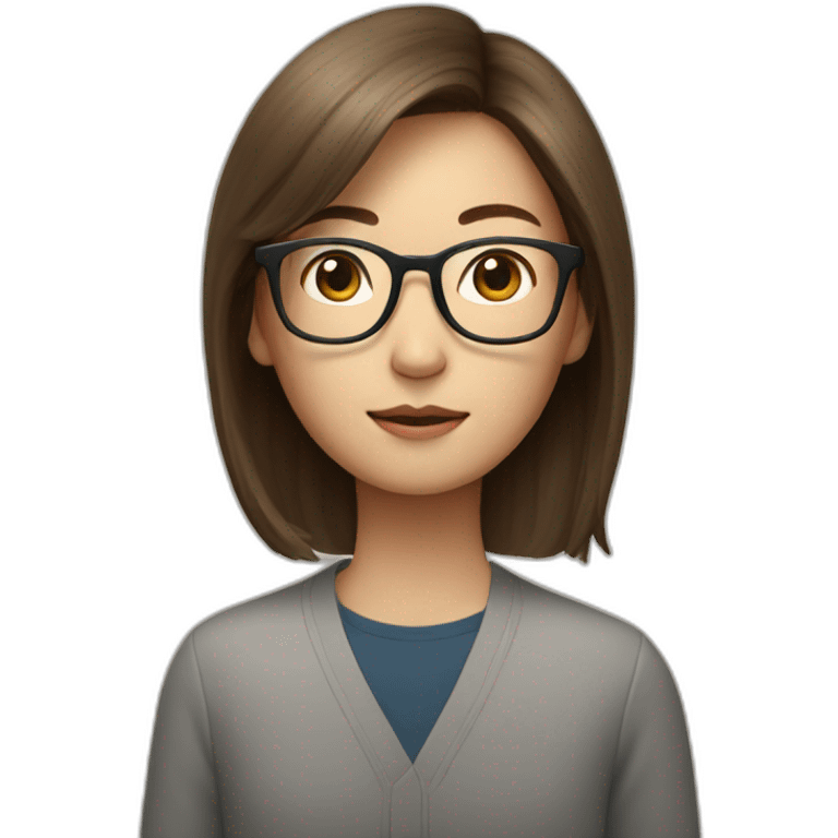 Tim cook with a brown hair Korean girl with eyeglasses emoji