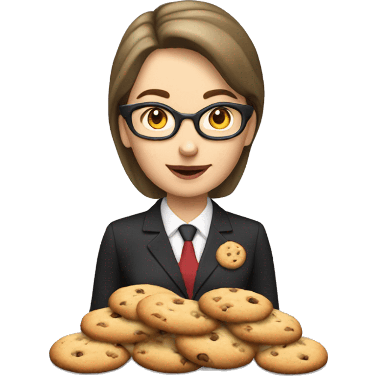 caucasian middle class woman banking cookies emoji