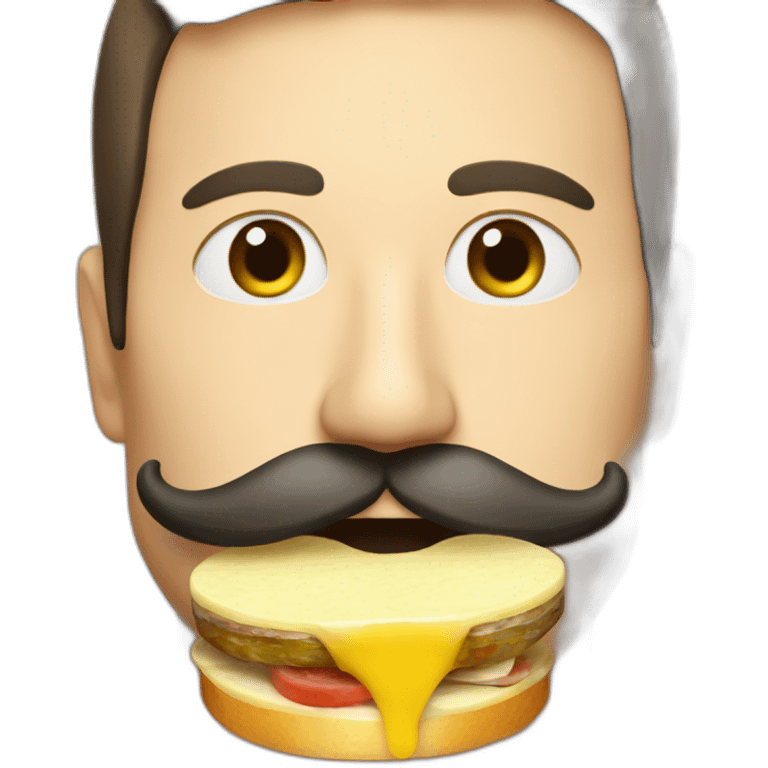 Men mustache eating raclette emoji