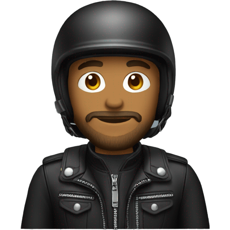 Biker wearing black cagol emoji