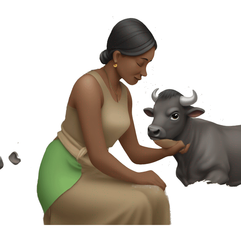 woman milking buffalo emoji