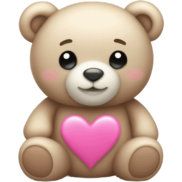 Teddy bear with a pink heart emoji