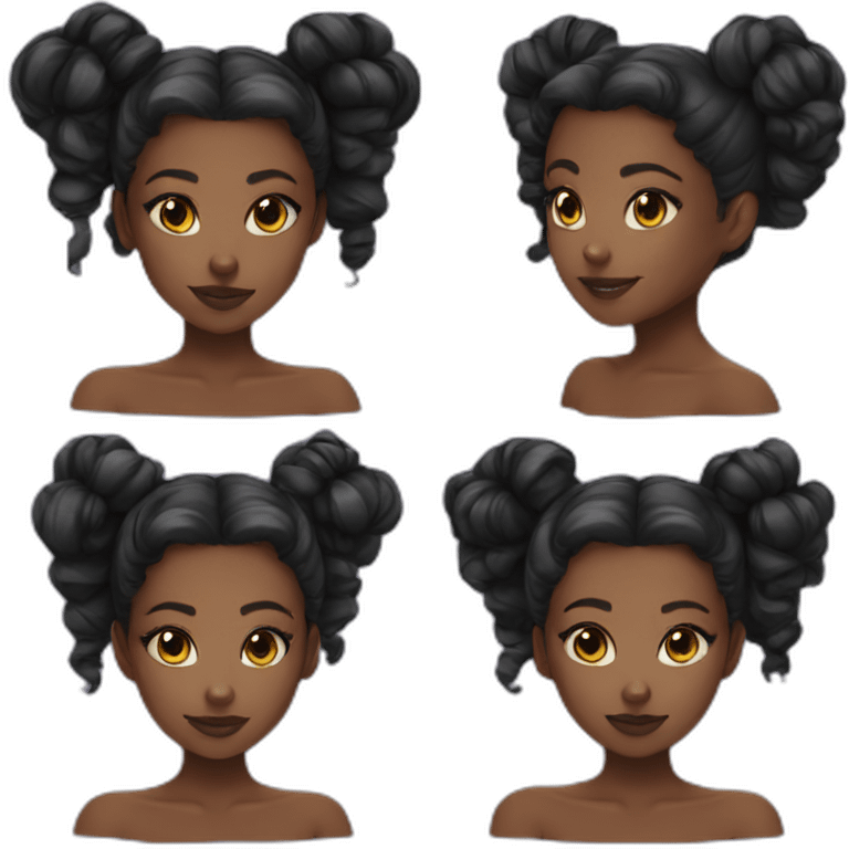 black girl space buns emoji