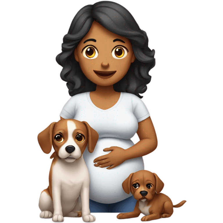 Pregnant lady with two dogs emoji