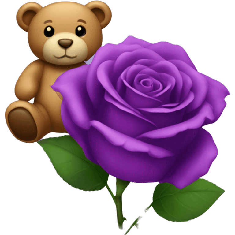 purple rose with teddy bear  emoji