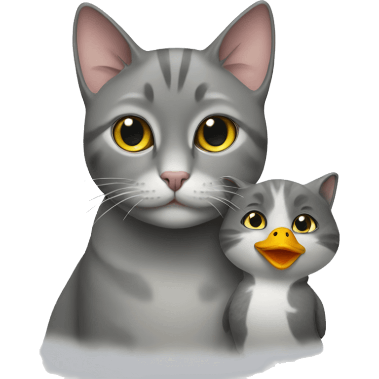 gray cat with duck emoji