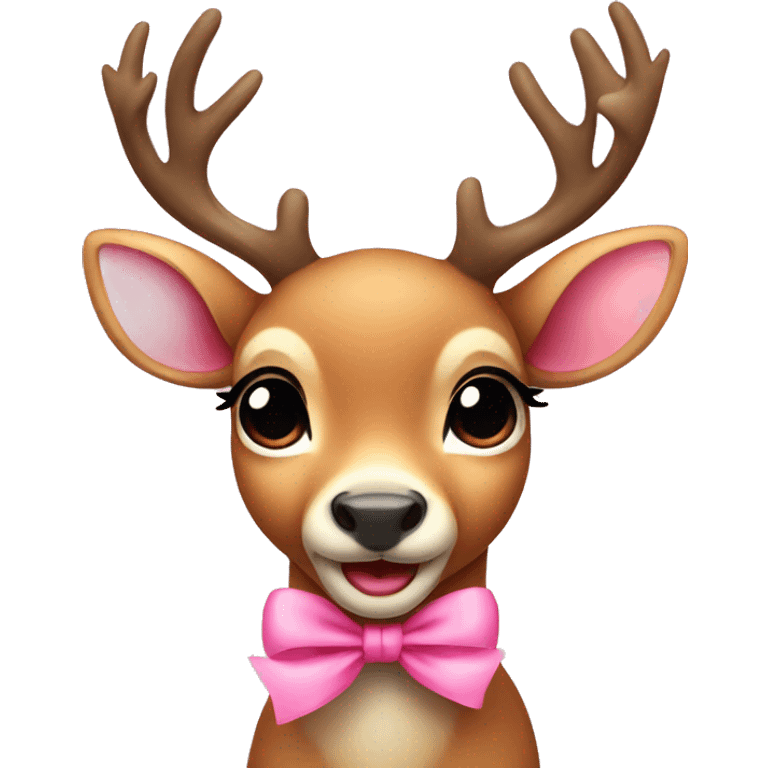 Cute deer with pink bow  emoji