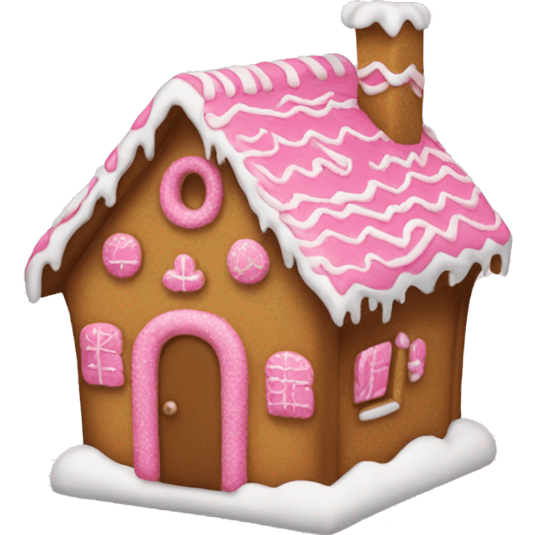 A pink gingerbread house emoji