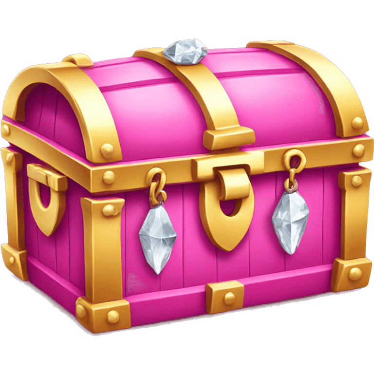 Pink treasure chest with diamonds  emoji