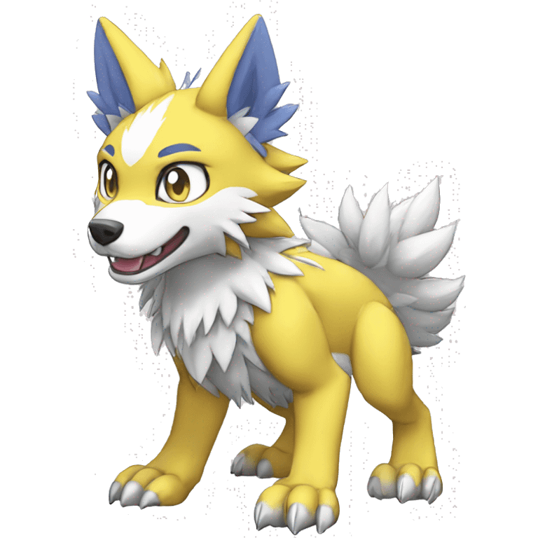 cute cool Digimon-Fakemon-garurumon-wolf full body emoji