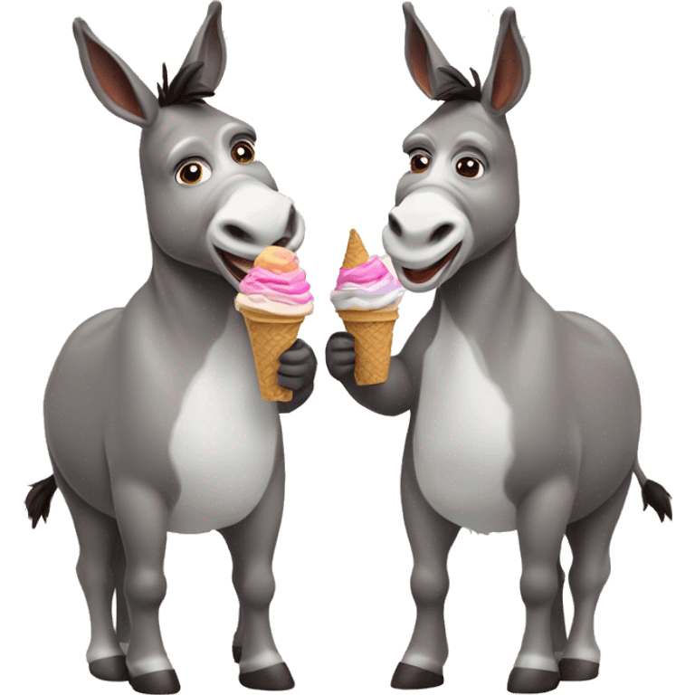 2 Donkeys eating ice cream emoji