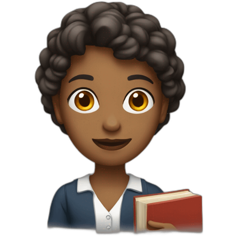 young teacher with books emoji