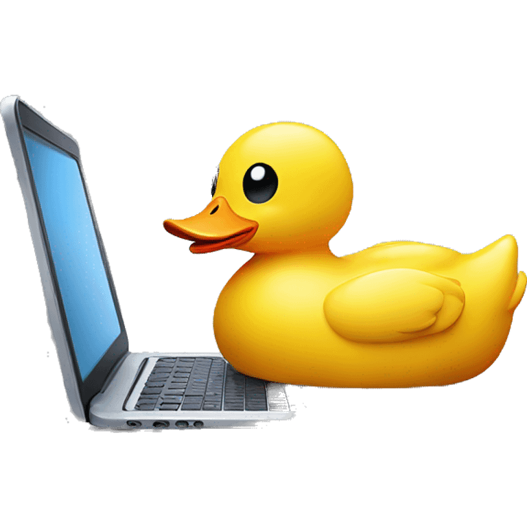 Rubber Duck coding with a laptop emoji