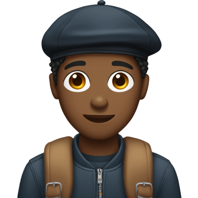 black male teenager wearing a beret emoji