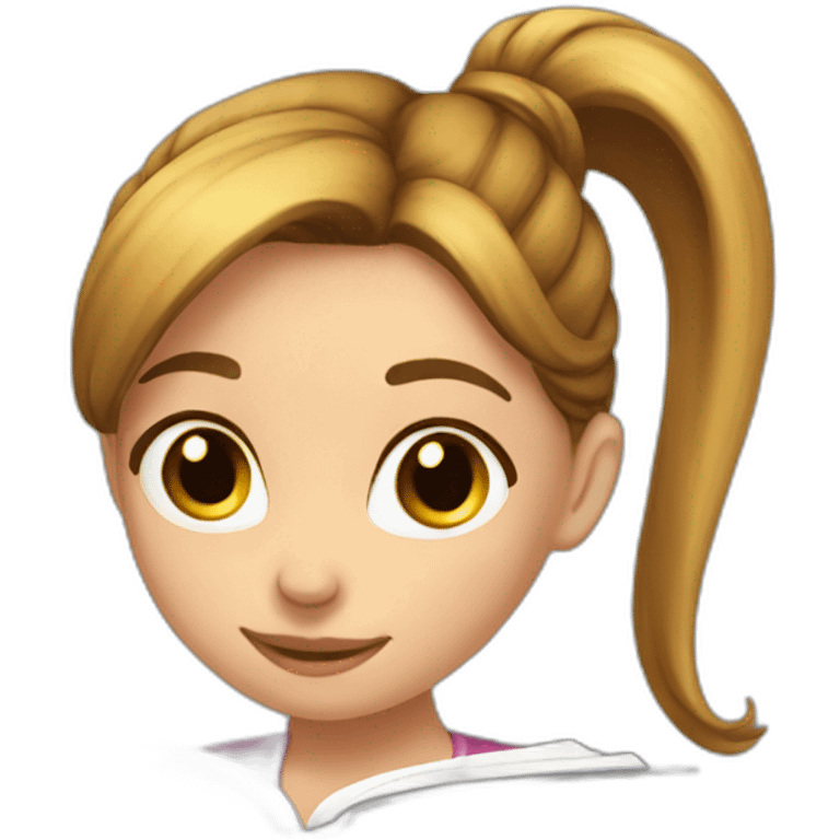 ponytail-hair-girl-with-book emoji