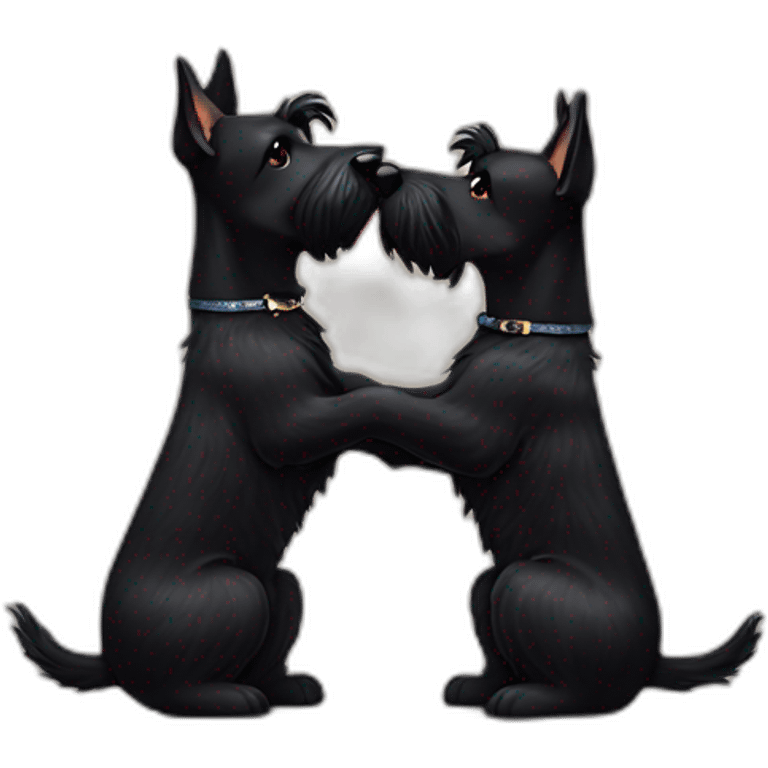 Two black Scottish terrier kissing emoji