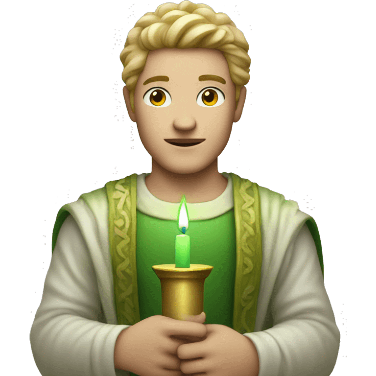 white skin god holding green candle emoji