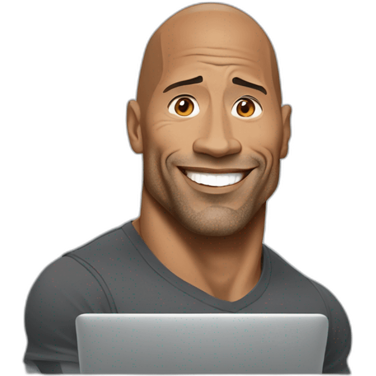 Dwayne johnson with laptop emoji