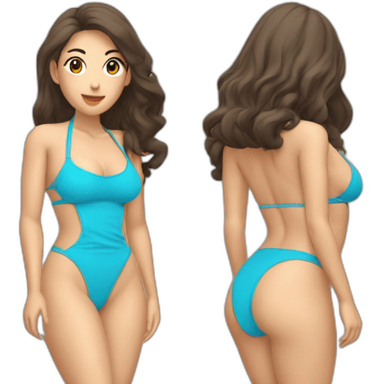 Sexy soft-fit asian woman bikini (beach body) bed emoji