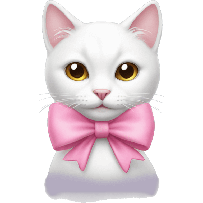 White cat with pink bow emoji