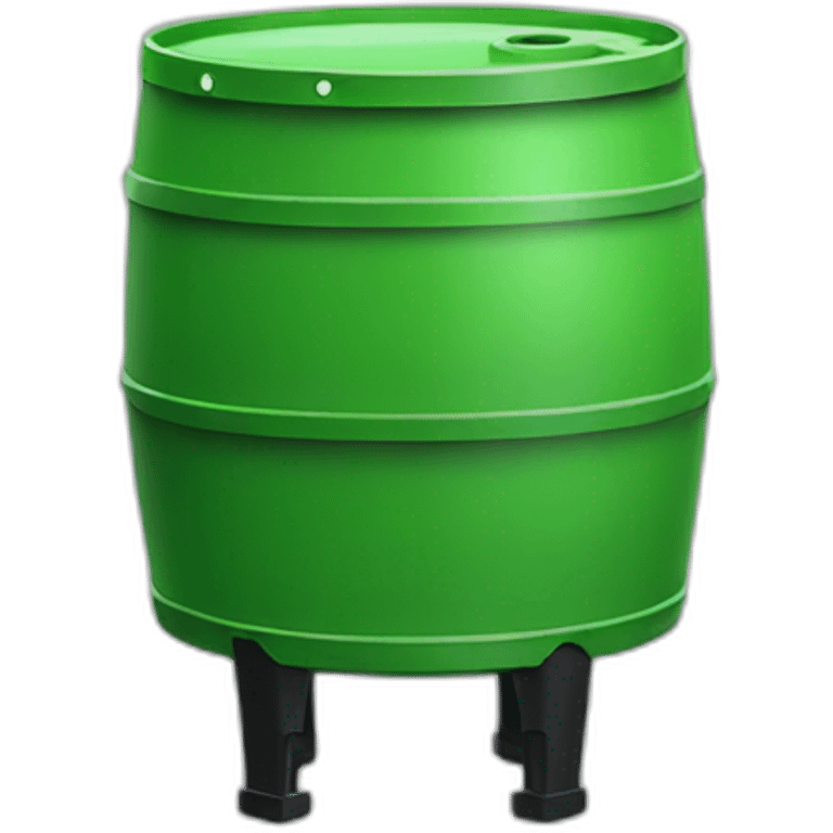 green construction plastic barrel with legs, wearing black crocs emoji