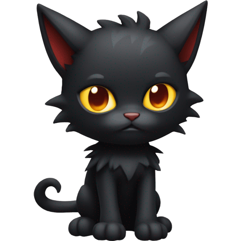 Black Edgy Emo Litten-Bat-cat full body emoji