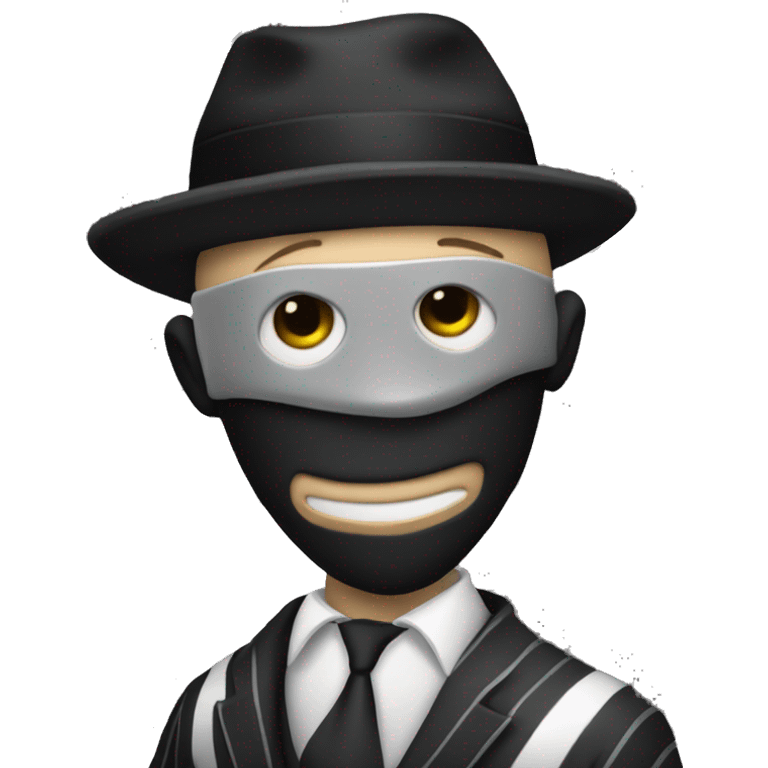 a classic thief with a hat mask and his iconic black and white striped suit emoji