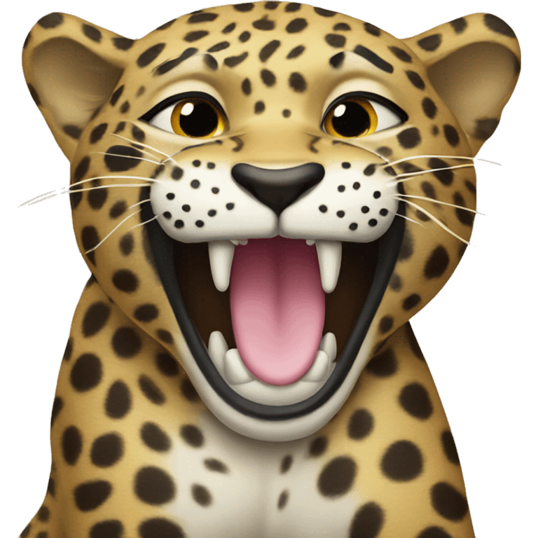 A leopard licking its paws emoji