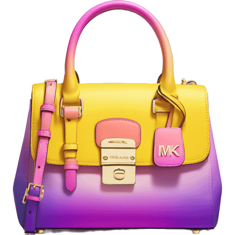 Realistic yellow pink purple ombre michael kors satchel purse. emoji