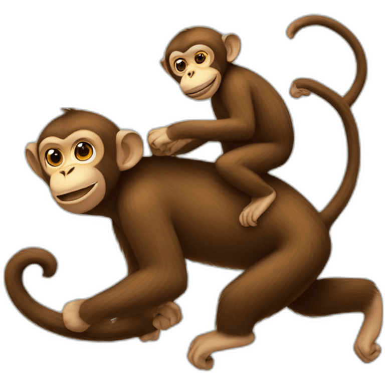 a monkey riding another monkey from the front emoji