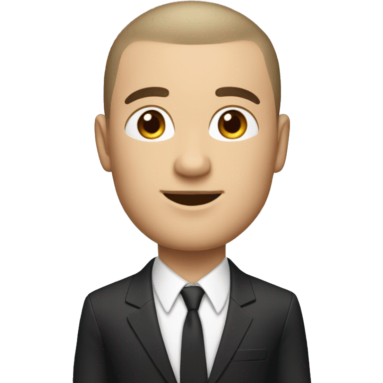 memoji of a white male in suit and with buzzcut dark hair, no beard emoji