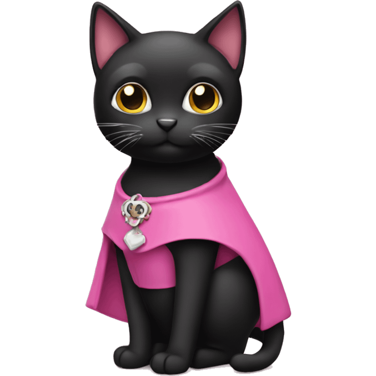 Black cat on pink costume  emoji