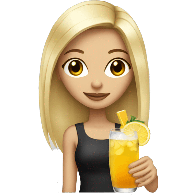 Blonde and straight hair girl sustaining cocktail emoji