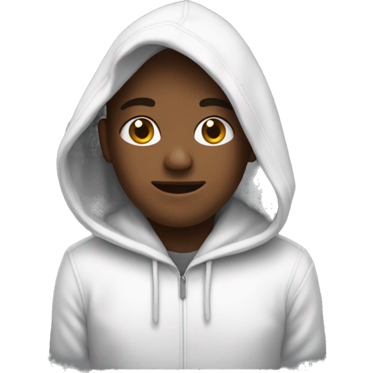 A white such wearing a hoodie emoji