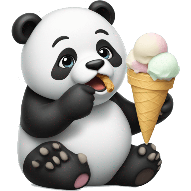 Panda eating ice cream emoji