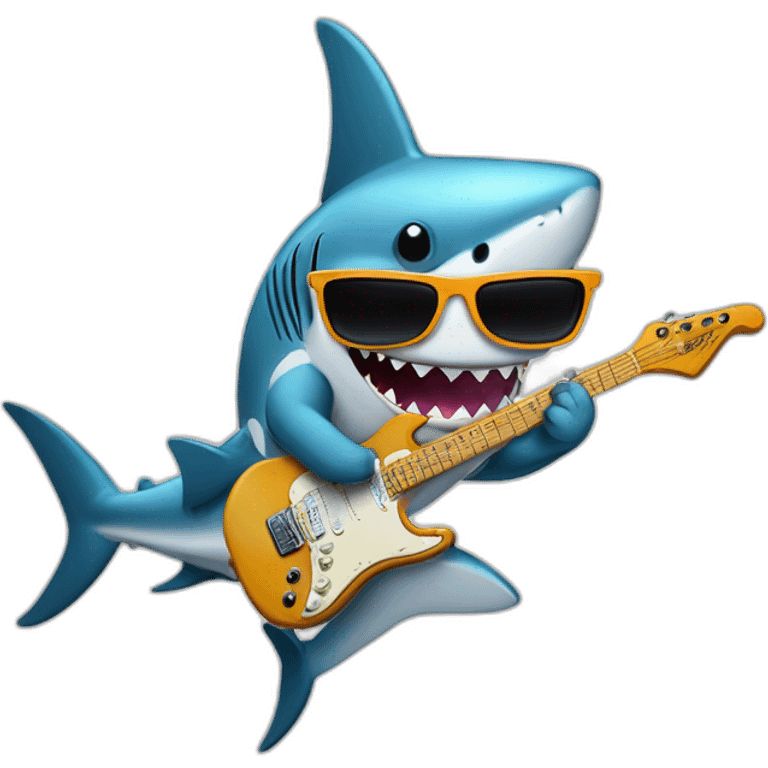 Shark with sunglases and an electric gitar emoji