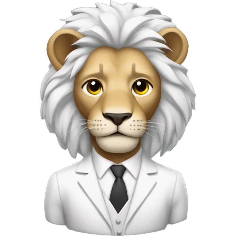 lion hero with white suit emoji