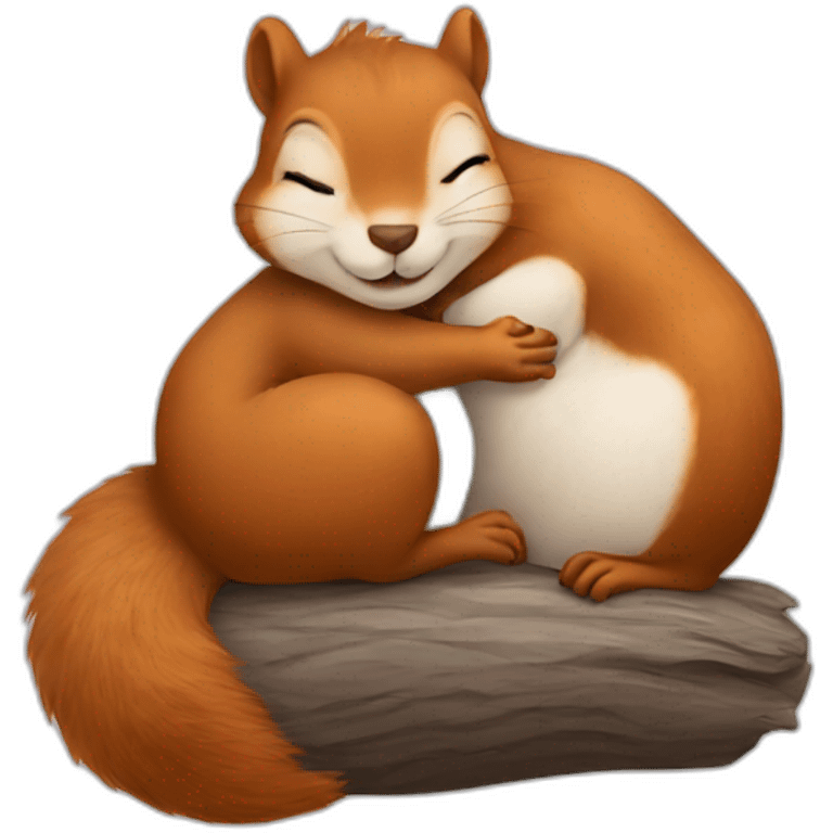 squirrel sleeps hugging a bump emoji