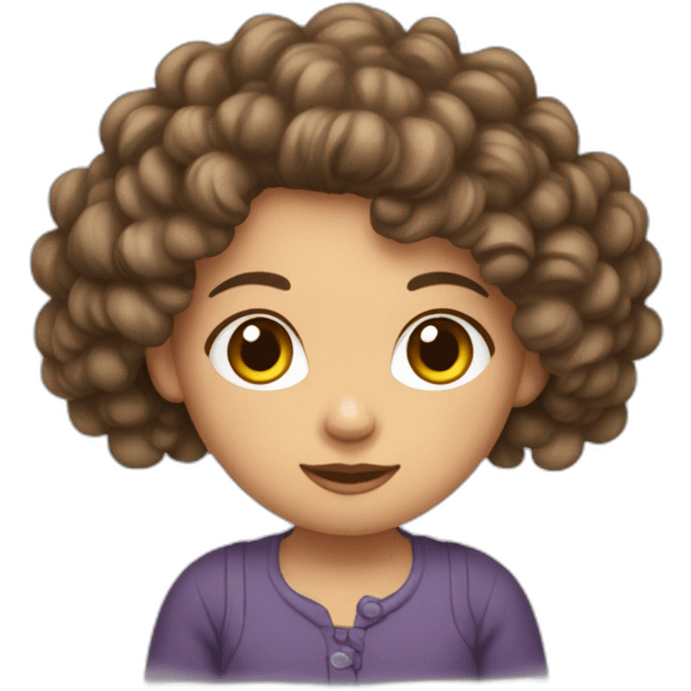 Fille au cheveux bouclés qui boude emoji