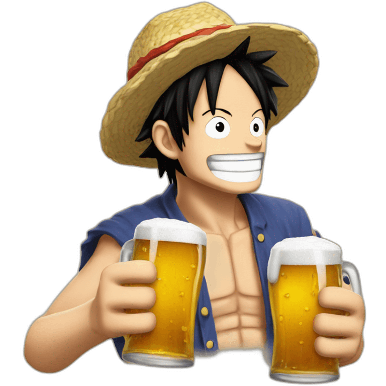 Luffy buvant une biere emoji